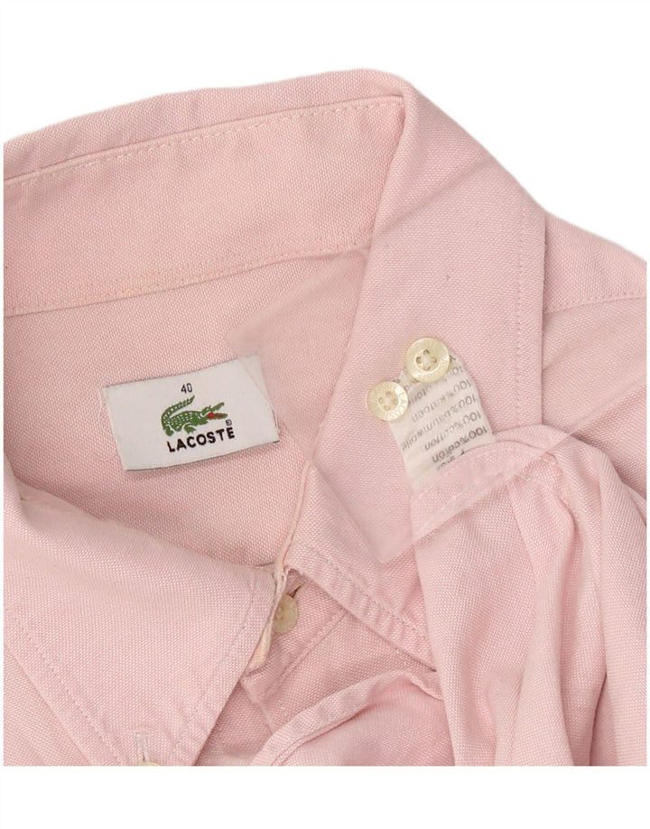 LACOSTE Mens Shirt Size 40 Medium Pink Cotton
