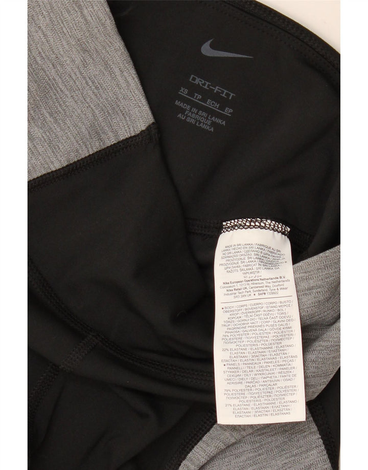 NIKE Damen Dri Fit Leggings UK 4 XS Schwarzes Colourblock-Polyester