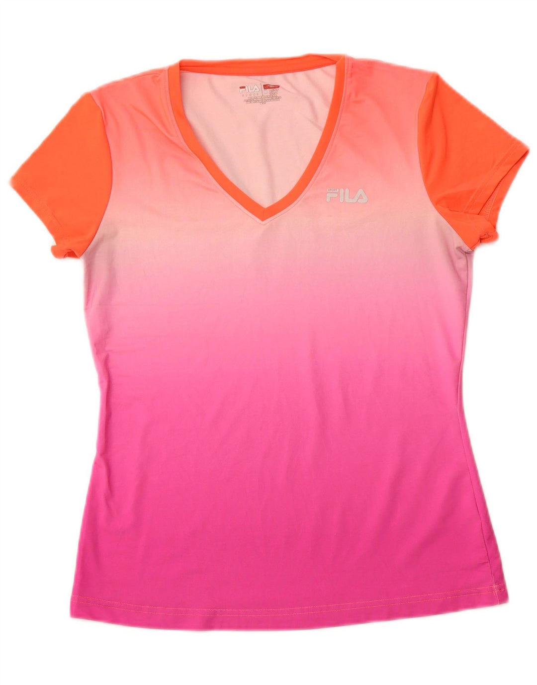 FILA Damen T-Shirt Top UK 12 Mittelrosa Farbblock