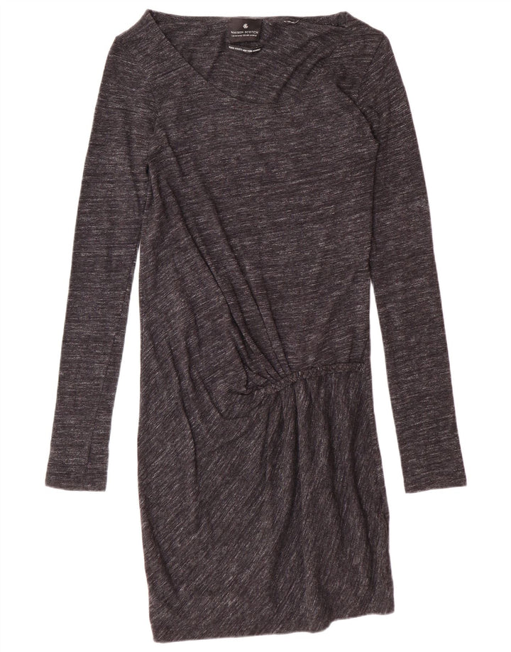 MAISON SCOTCH Damen Langarm-Basic-Kleid UK 10 Small Grau