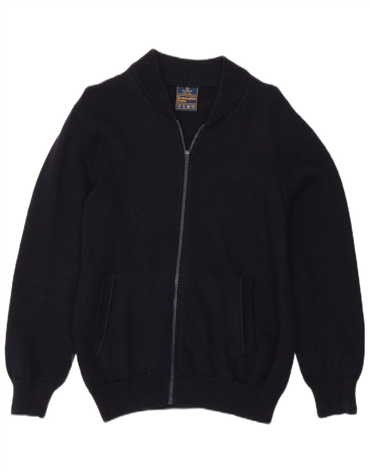 ERMENEGILDO ZEGNA Herren-Cardigan-Pullover UK 36 Kleine marineblaue Schurwolle