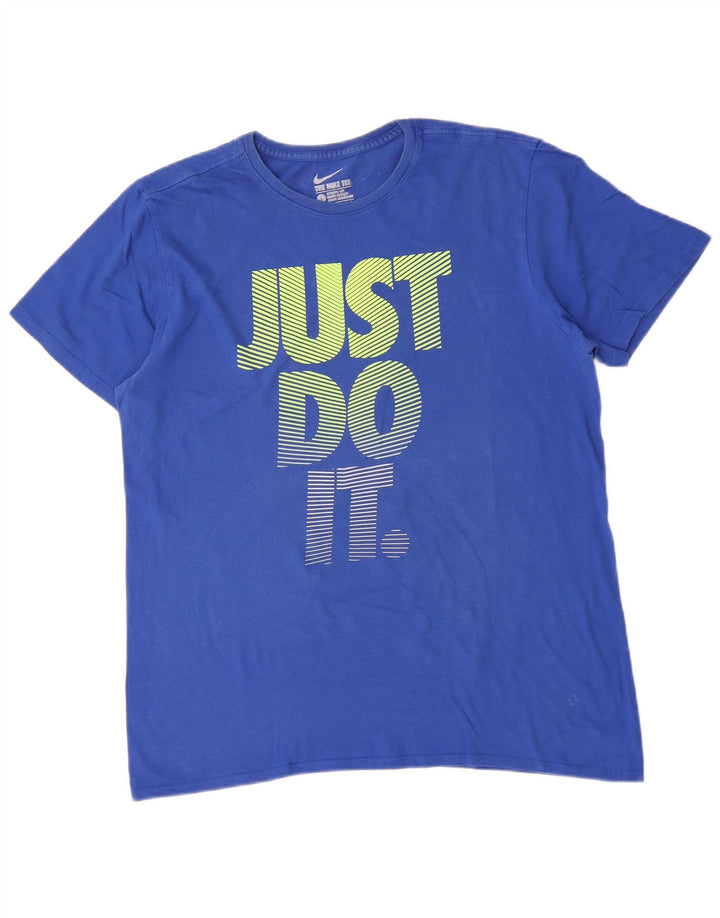 Nike Herren-T-Shirt mit sportlichem Schnitt und Grafik, Größe L, aus blauer Baumwolle