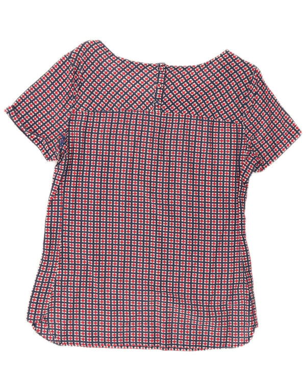 Tommy Hilfiger Damen-Blusenoberteil, US 6, mittlere marineblaue geometrische Baumwolle