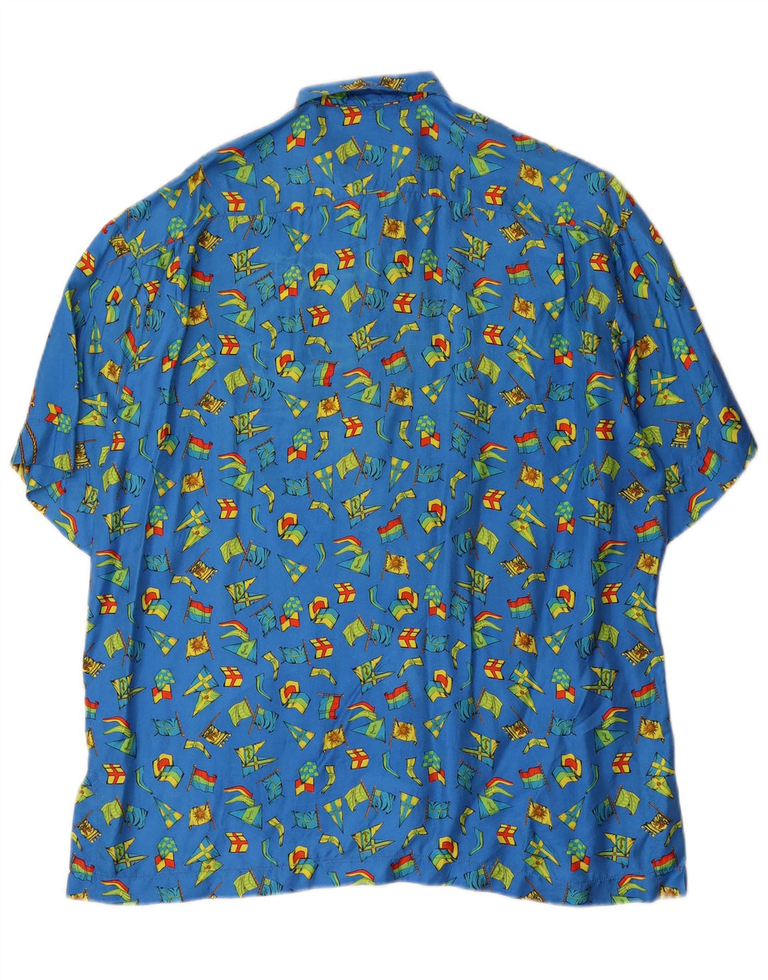 Vintage Herren Kurzarmhemd mit abstraktem Muster, groß, blau