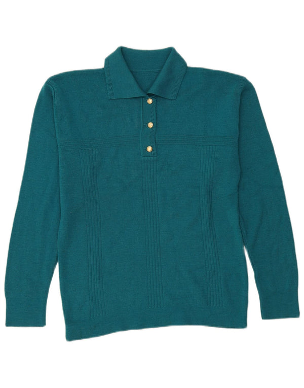 Vintage Damen Rollkragenpullover Pullover UK 14 Mittelblau