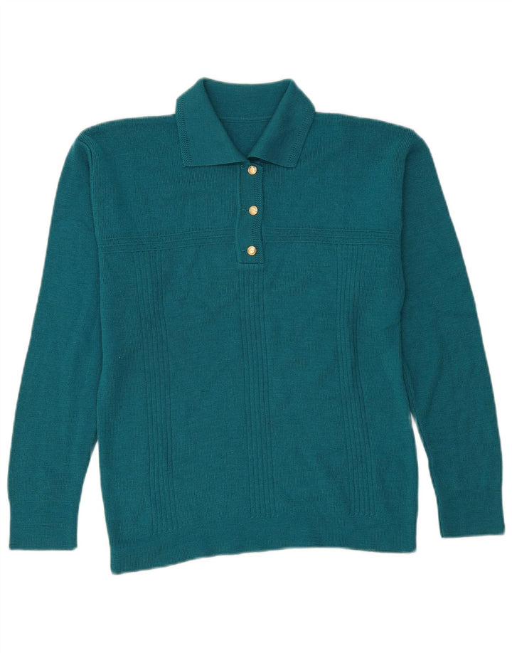 Vintage Damen Rollkragenpullover Pullover UK 14 Mittelblau