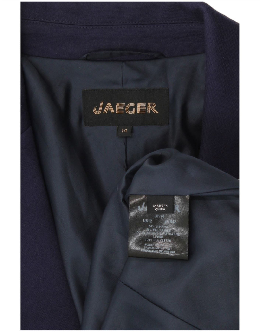 Jaeger Damen-Blazerjacke mit 2 Knöpfen, Gr. 44, Marineblau, klassische Viskose