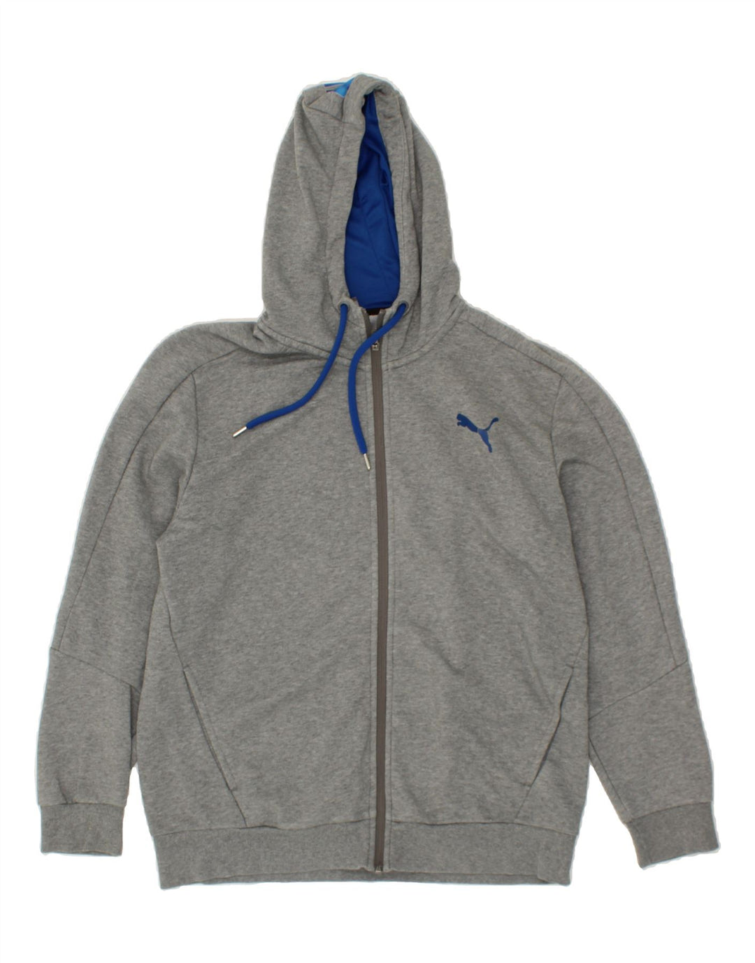 PUMA Mens Graphic Zip Hoodie Sweater Large Grey Cotton Vintage Puma and Second-Hand Puma from Messina Hembry 
