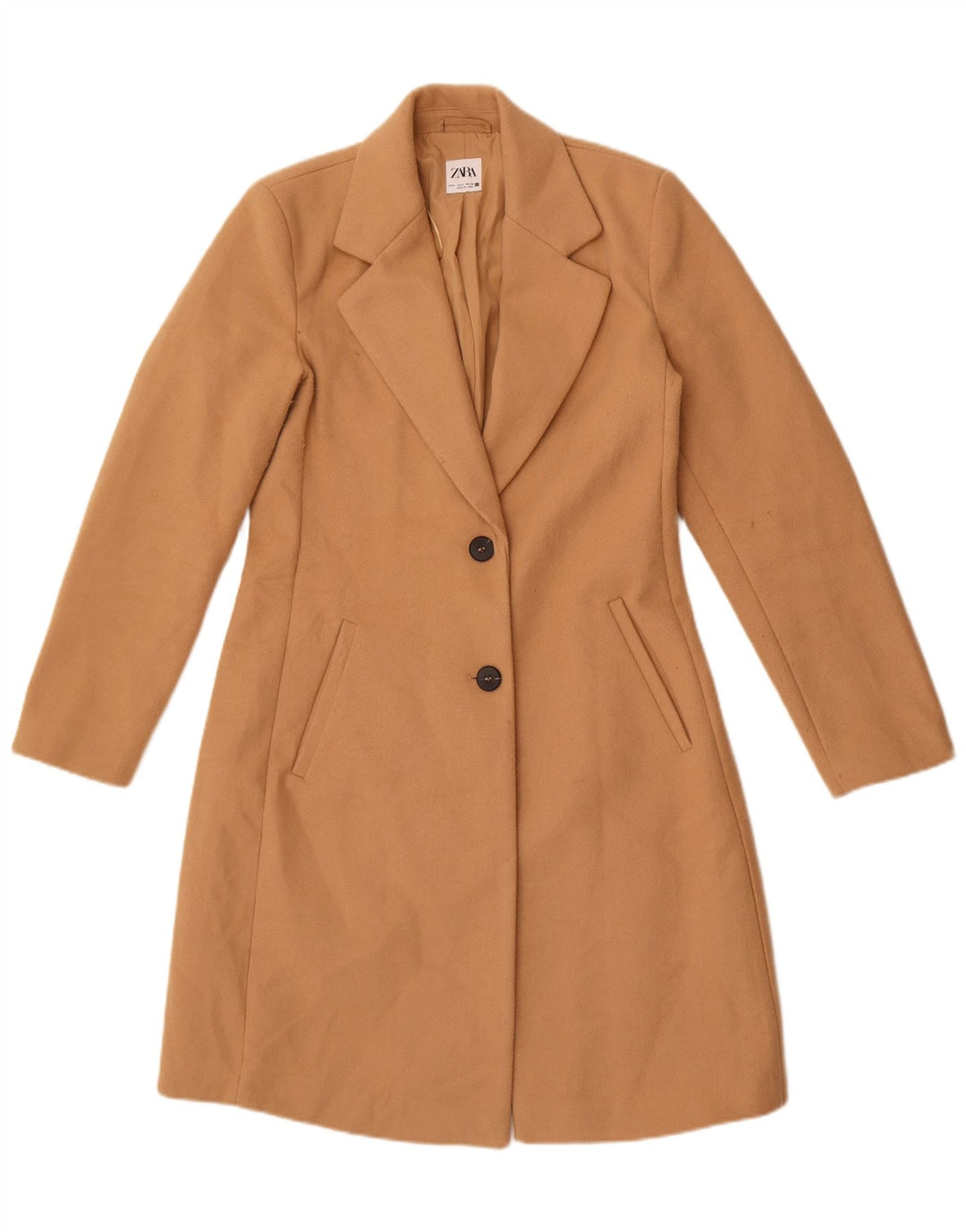 Zara Damen Mantel UK 10 Small Beige Polyester