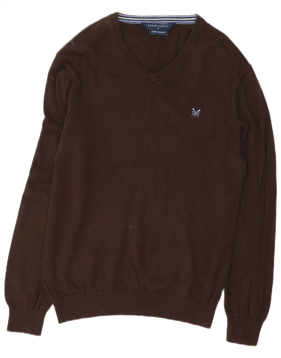 Crew Clothing Herren-Pullover mit V-Ausschnitt aus mittelbrauner Baumwolle