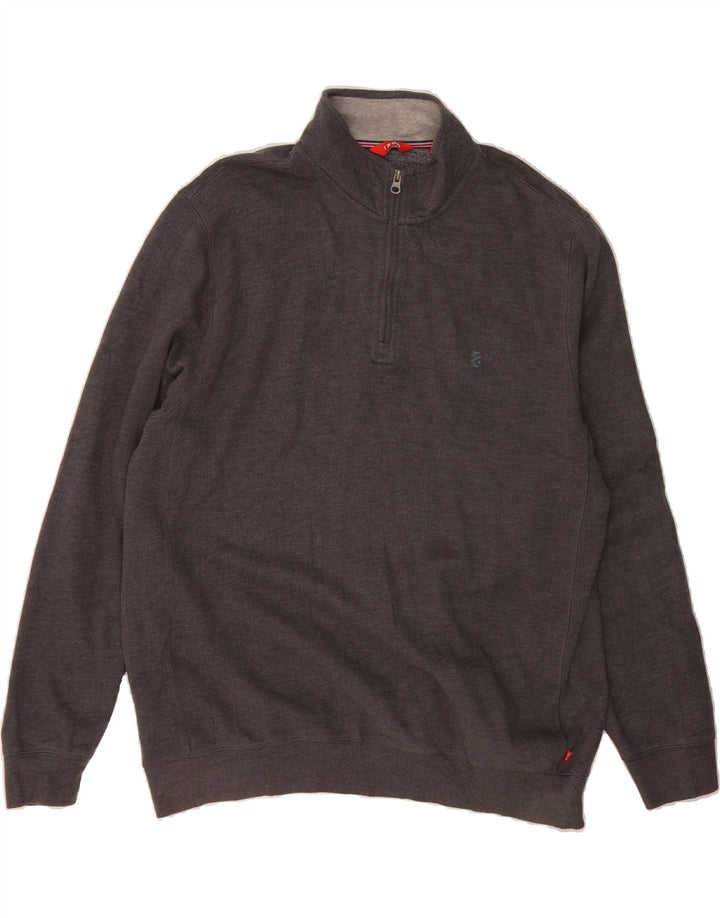 IZOD Mens Zip Neck Sweatshirt Jumper XL Grey Cotton Vintage Izod and Second-Hand Izod from Messina Hembry 