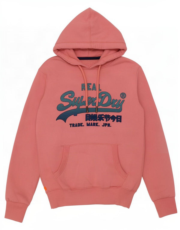 Superdry Damen Übergroßer grafischer Kapuzenpullover UK 6 XS Rosa Baumwolle