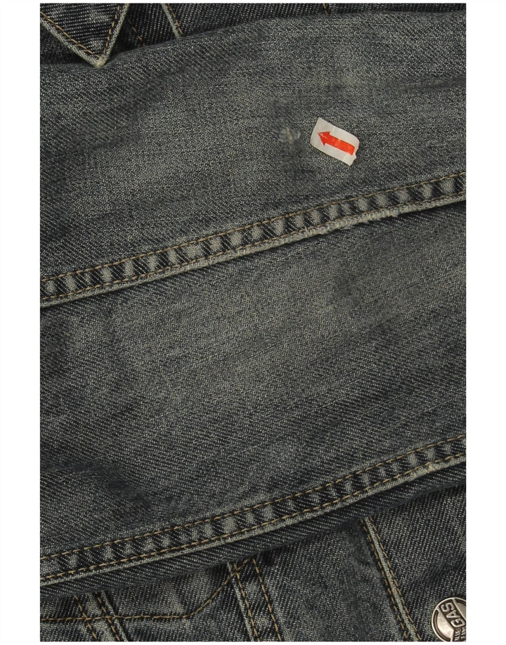 Gas Damen Crop Denim Jacke UK 14 Mittelblaue Baumwolle