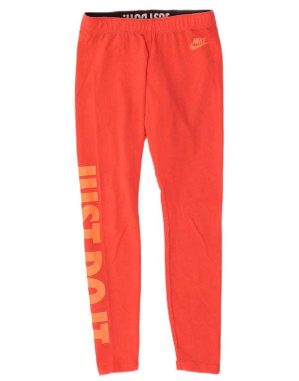 Nike Womens Graphic Leggings UK 14 Mittelrote Baumwolle