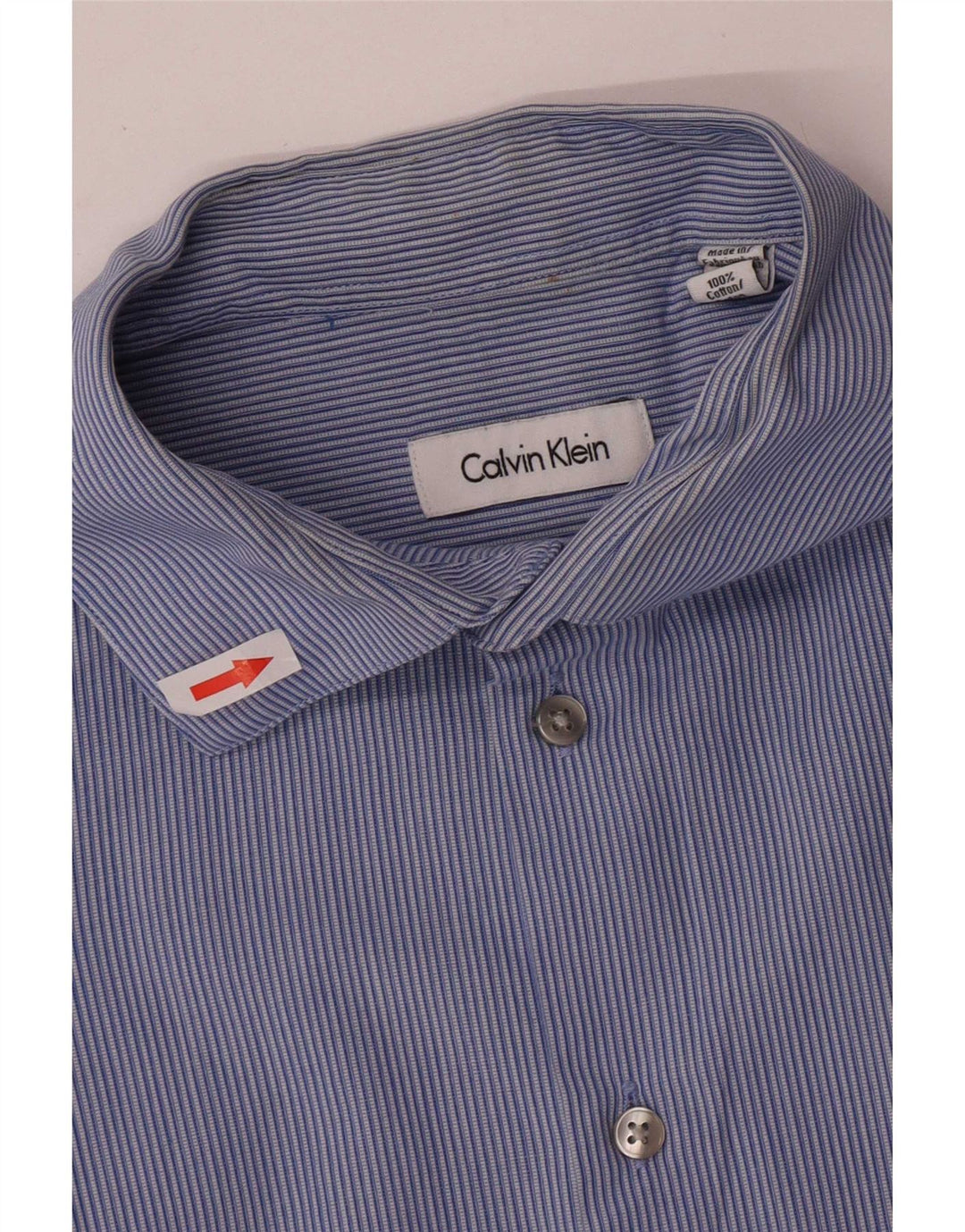 Calvin Klein Herrenhemd Größe 17 XL Blau gestreifte Baumwolle