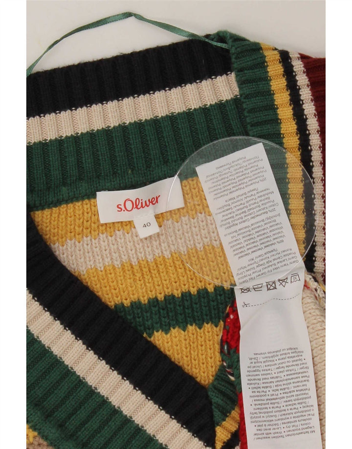 S.Oliver Damen-Pullover mit V-Ausschnitt, EU 40, mittelmehrfarbig gestreift