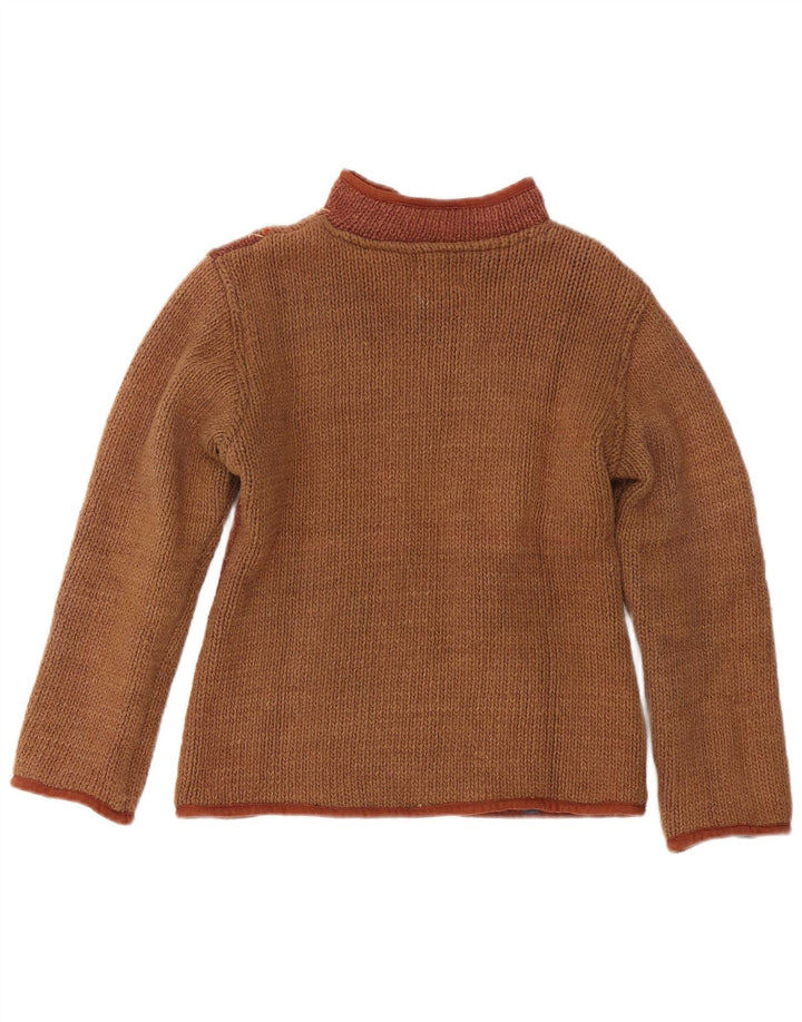 Vintage Damen Cardigan Pullover UK 12 Mittelbraun Farbblock