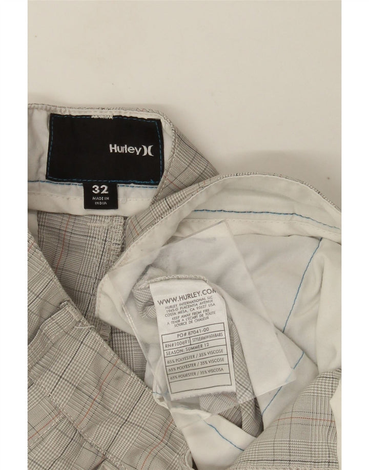 Hurley Herren-Chinoshorts W32 Mittelbeigefarbenes Karo-Polyester