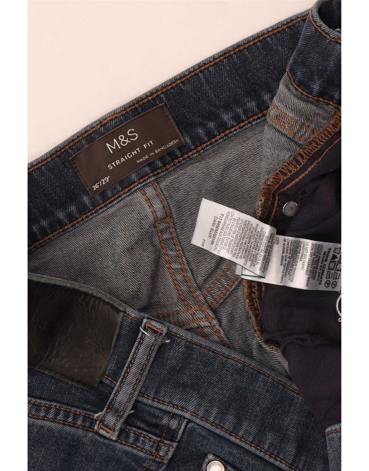 Marks & Spencer Herren Straight Jeans W36 L29 Marineblau Baumwolle