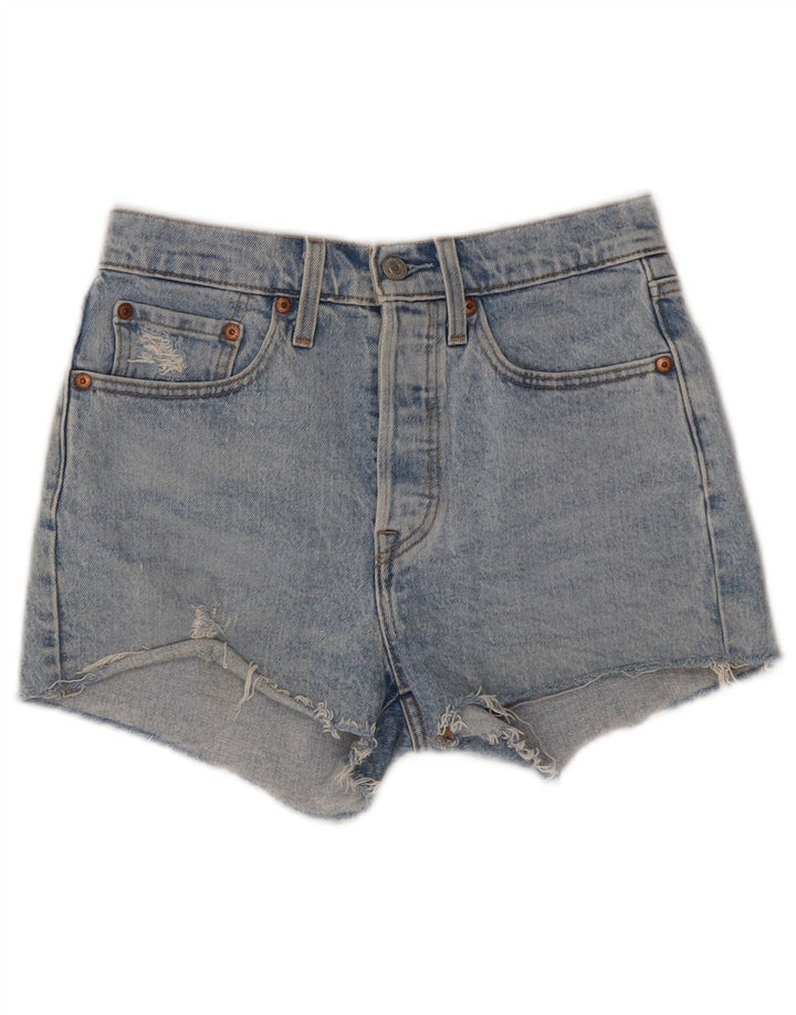LEVI'S Womens 501 Distressed Denim Shorts W26 Small Blue Cotton