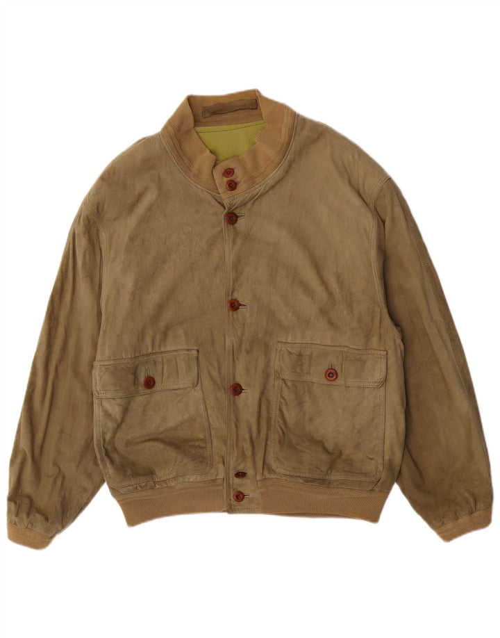 Scout Herren Wildleder Bomberjacke UK 40 Large Grün
