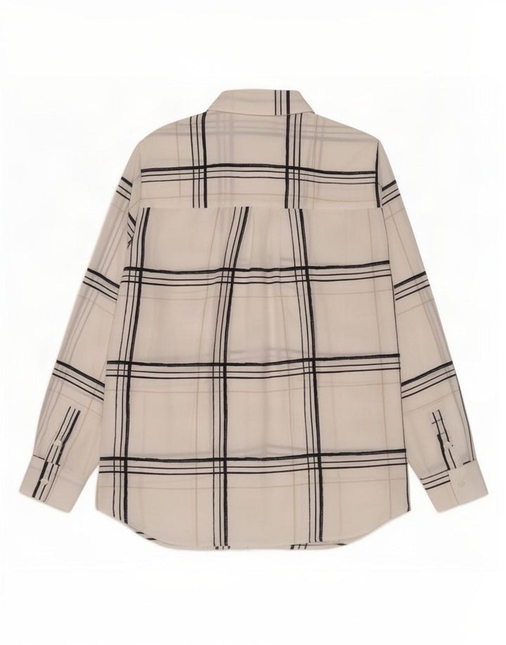 Marks & Spencer Damen-Oversize-Hemd, UK 10, Größe S, weiß, kariertes Polyester