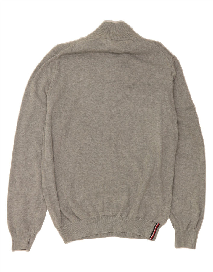 TOMMY HILFIGER Mens Zip Neck Jumper Sweater Large Grey Cotton Vintage Tommy Hilfiger and Second-Hand Tommy Hilfiger from Messina Hembry 