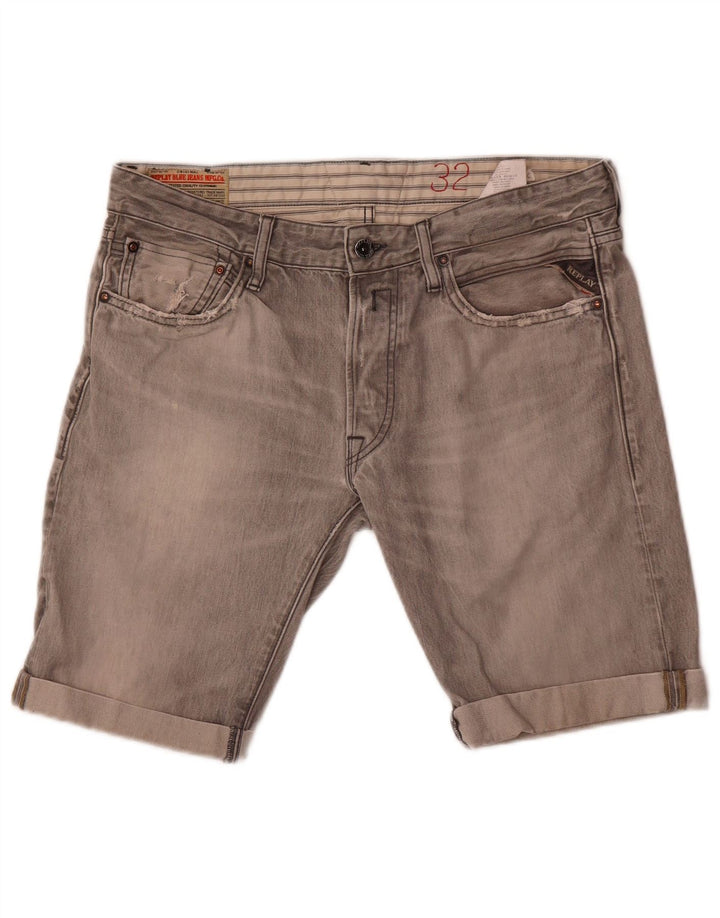 Replay Damen Lenrick Denim Shorts W32 mittelgraue Baumwolle
