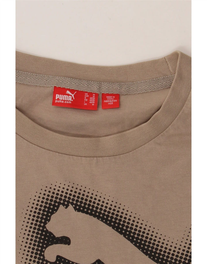 PUMA Mens Graphic Top Long Sleeve Medium Beige Cotton Vintage Puma and Second-Hand Puma from Messina Hembry 