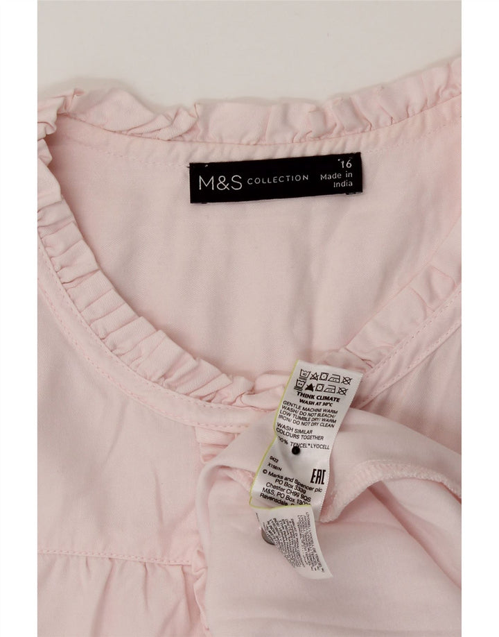 Marks & Spencer Damen-Hemdbluse mit Rüschen vorne, UK 16, Größe L, rosa Lyocell