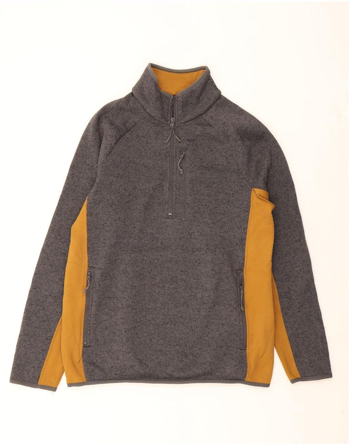 Mountain Warehouse Herren-Sweatshirt mit Reißverschluss am Kragen, Größe L, Grau, Farbblock
