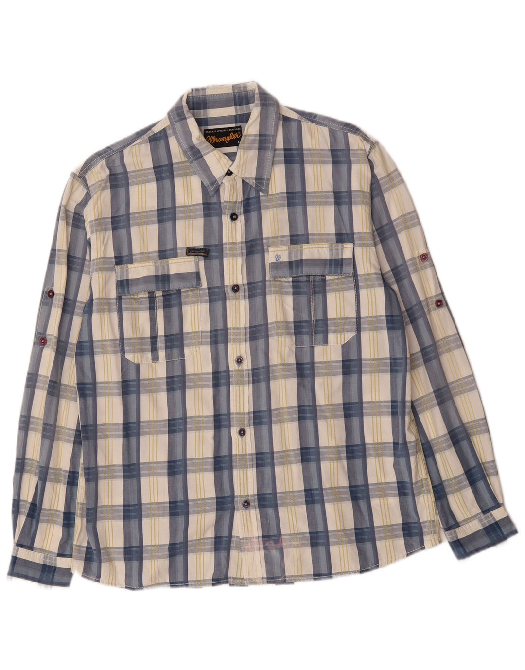 WRANGLER Herrenhemd, groß, blau kariert, Baumwolle