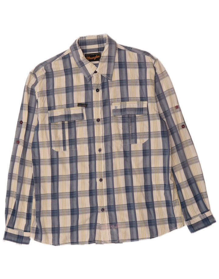 WRANGLER Herrenhemd, groß, blau kariert, Baumwolle