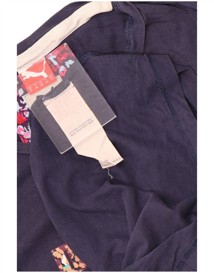 Puma Damen Grafik T-Shirt Top UK 12 Medium Marineblau Baumwolle
