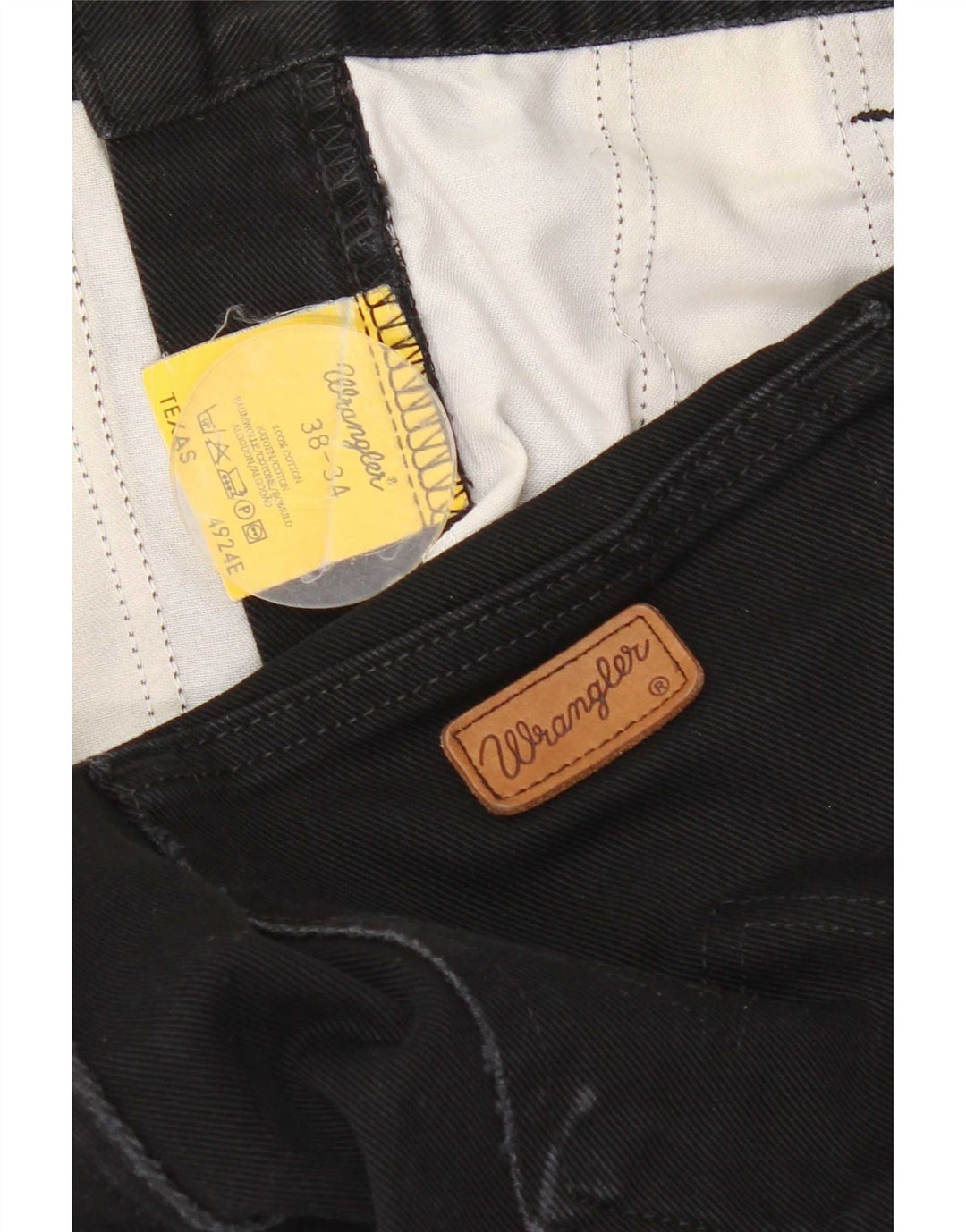 Wrangler Herren Texas Straight Jeans W38 L34 Schwarze Baumwolle