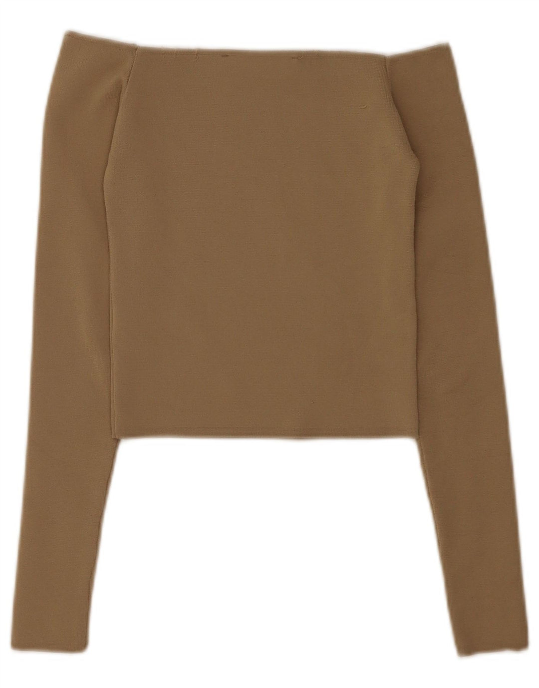 Zara Damen Crop Off Shoulder Top UK 4 XS Beige Polyester