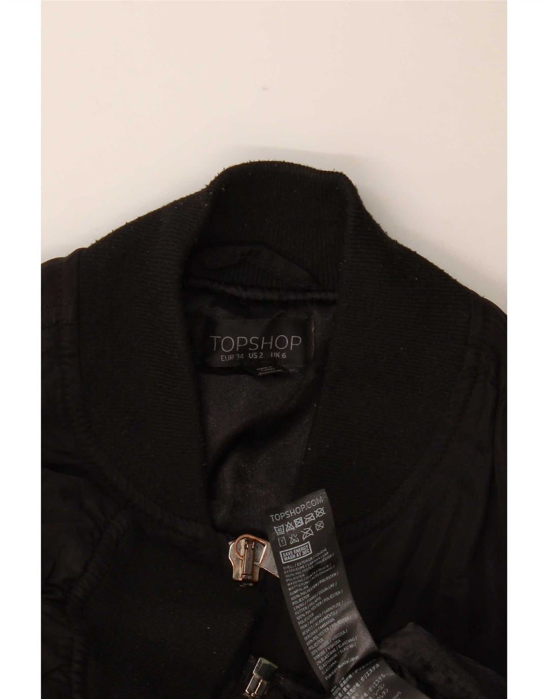 Topshop Damen Übergroße Bomberjacke UK 6 XS Schwarz Polyester