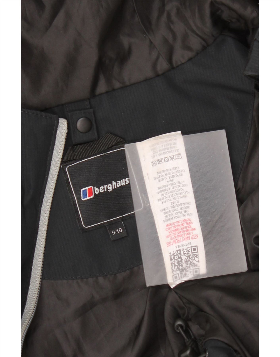 Berghaus Jungen-Regenjacke mit Kapuze, 9–10 Jahre, schwarzes Polyester