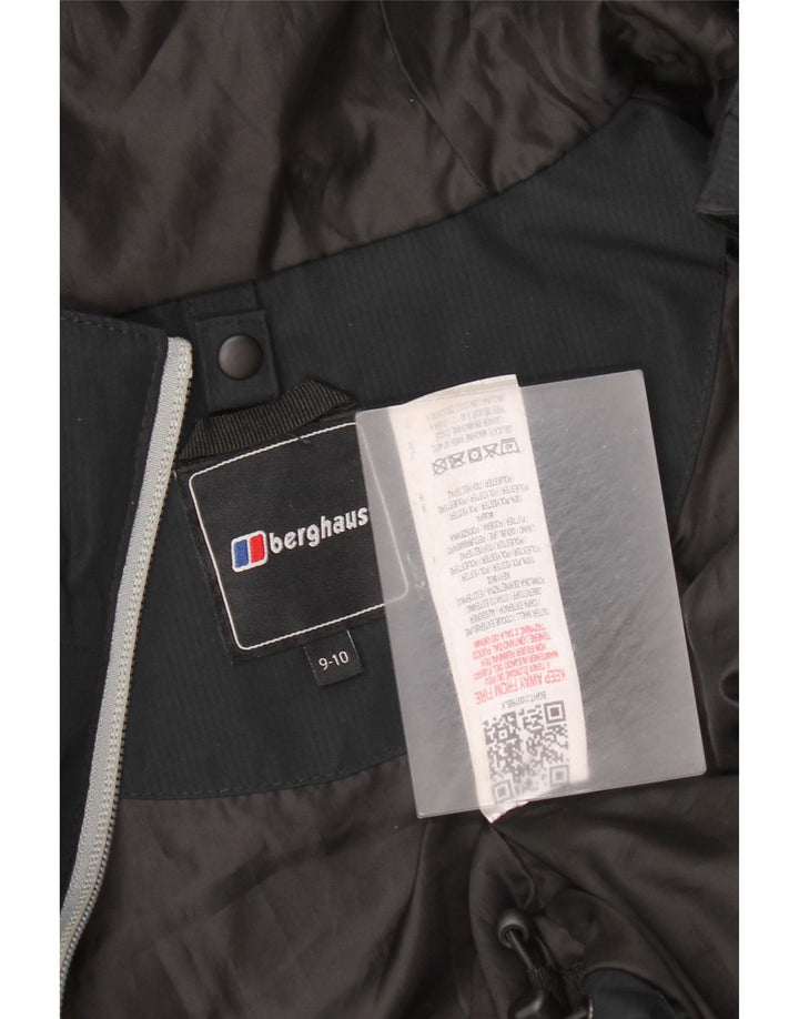 Berghaus Jungen-Regenjacke mit Kapuze, 9–10 Jahre, schwarzes Polyester