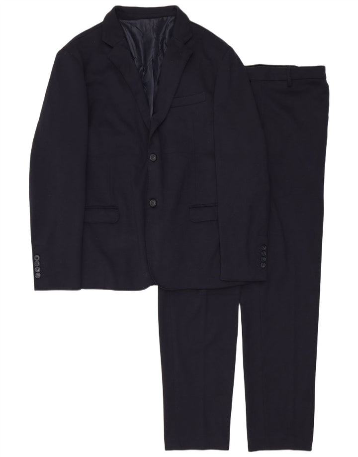 Vintage Herren 2-Knopf-2-teiliger Anzug IT 54 2XL W34 L30 Marineblaues Polyester