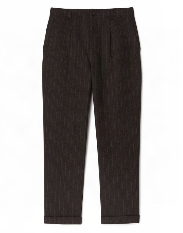 Zara Damen Tapered Cropped-Hose XS W24 L23 Graue Nadelstreifen-Viskose