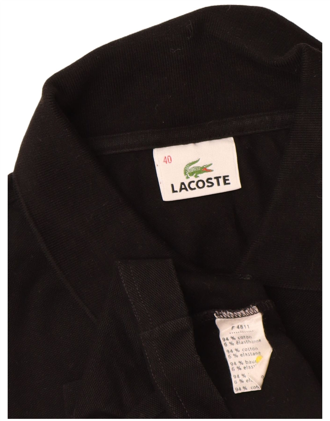 Lacoste Damen Langarm-Poloshirt, Größe 40, mittelschwarz, Baumwolle