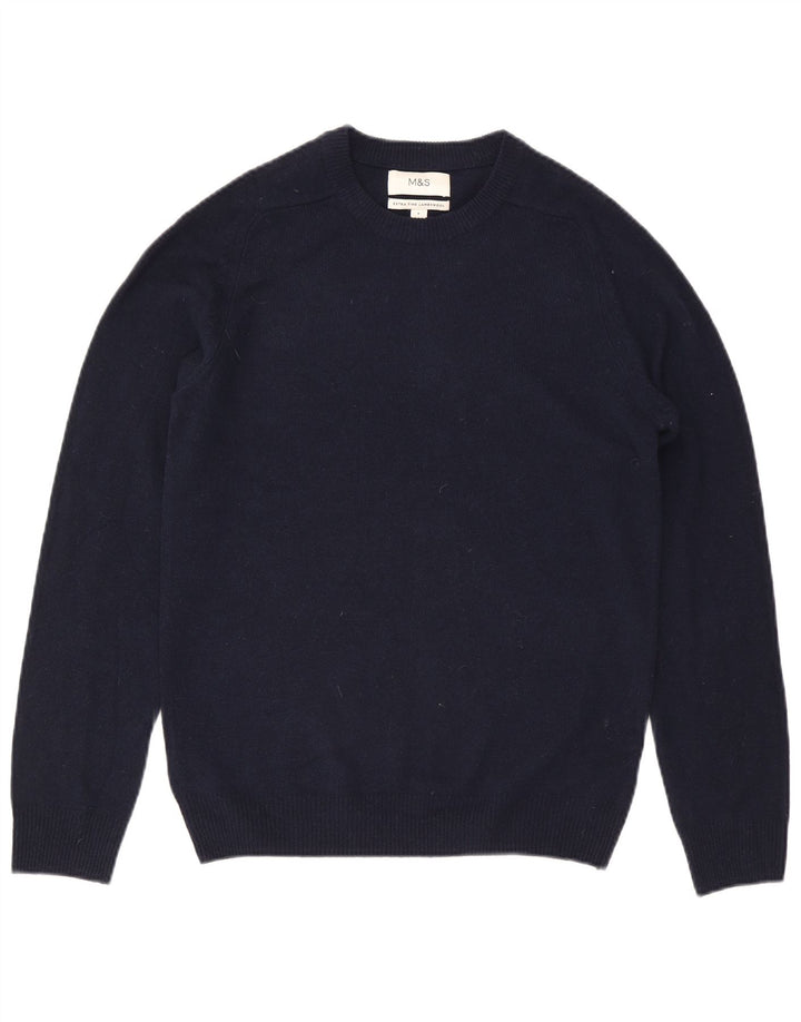 Marks & Spencer Herren-Pullover mit Rundhalsausschnitt, Größe S, marineblaue Wolle