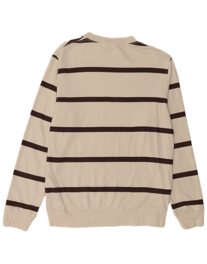 Quiksilver Herren-Sweatshirt-Pullover aus mittelweiß gestreifter Baumwolle