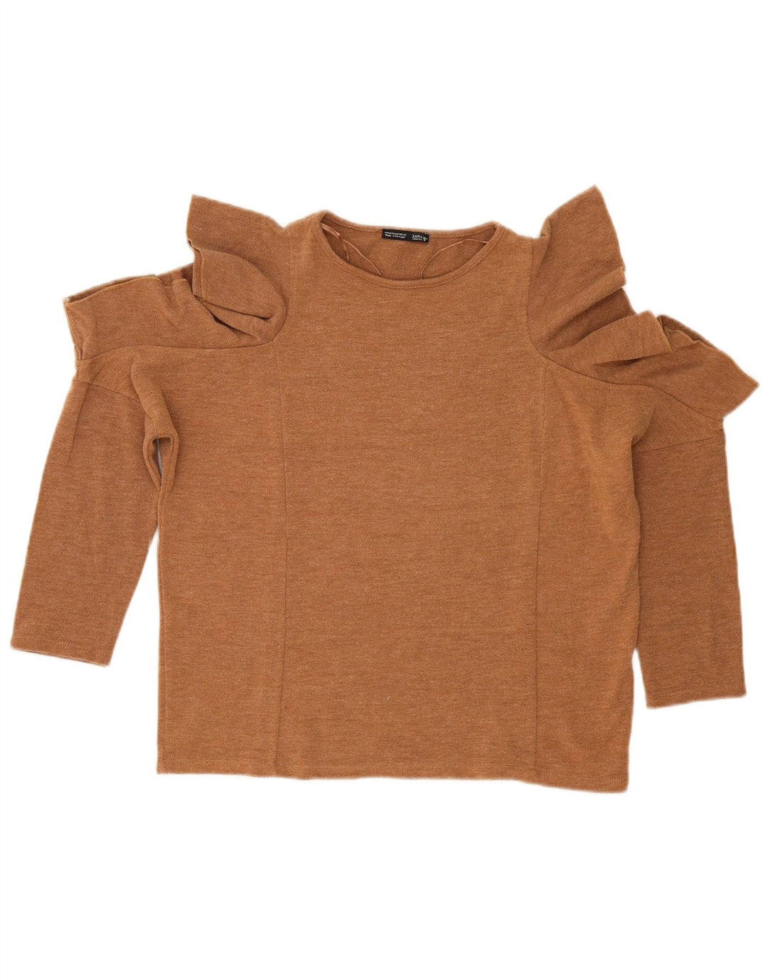 Schulterfreies Blusenoberteil für Damen von Zara, UK 14, Mittelbeige meliert