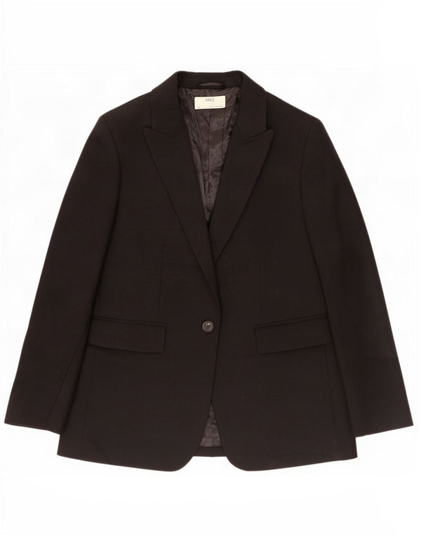 Marks & Spencer Damen-Blazer mit 1 Knopf, UK 12, Mittelschwarz, Polyester