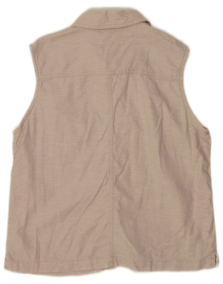 Faded Glory Damen-Hemdbluse, ärmellos, Größe 46, Grau, Leinen