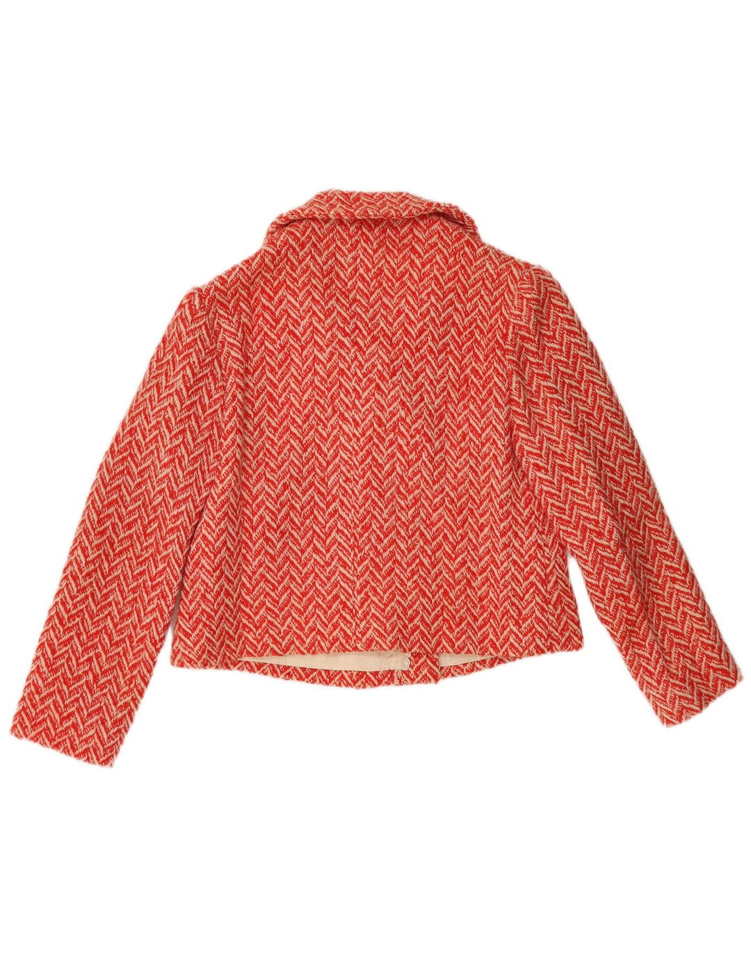 Vintage Damen Crop Zweireiher Blazer Jacke UK 12 Medium Red Chevron