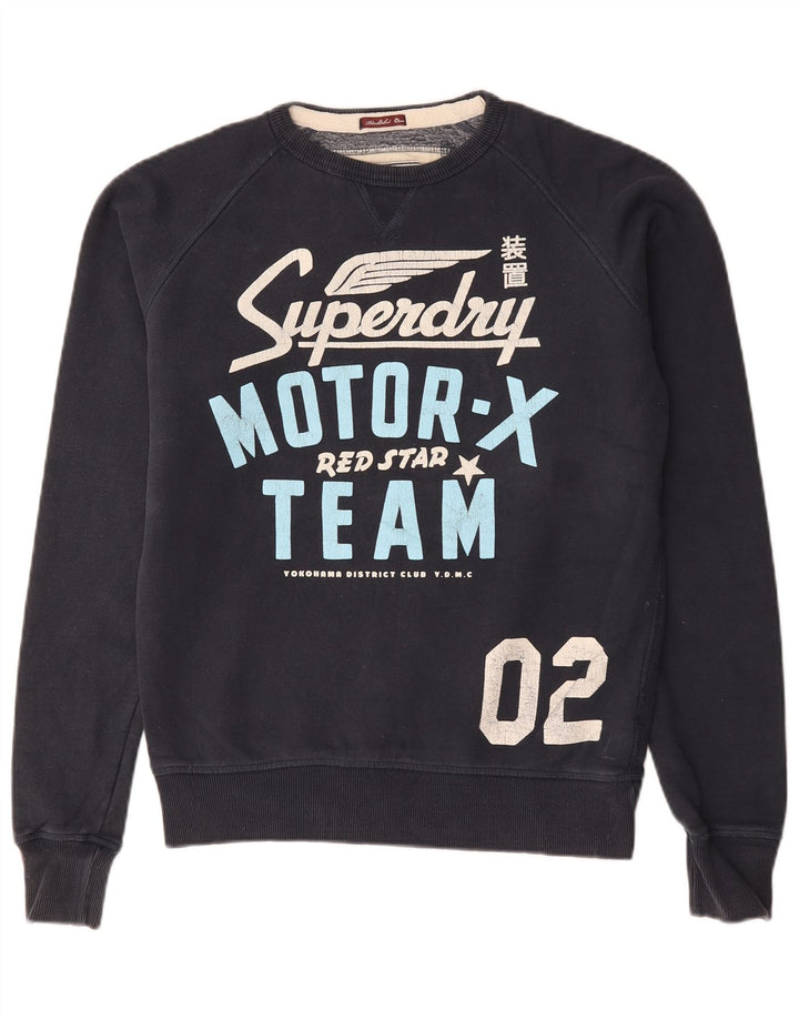 Superdry Herren Grafik-Sweatshirt-Pullover aus mittelblauer Baumwolle