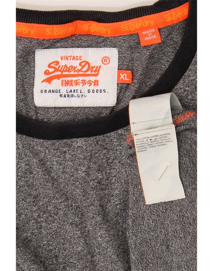 Superdry Herren-T-Shirt-Oberteil XL aus grau gefleckter Baumwolle